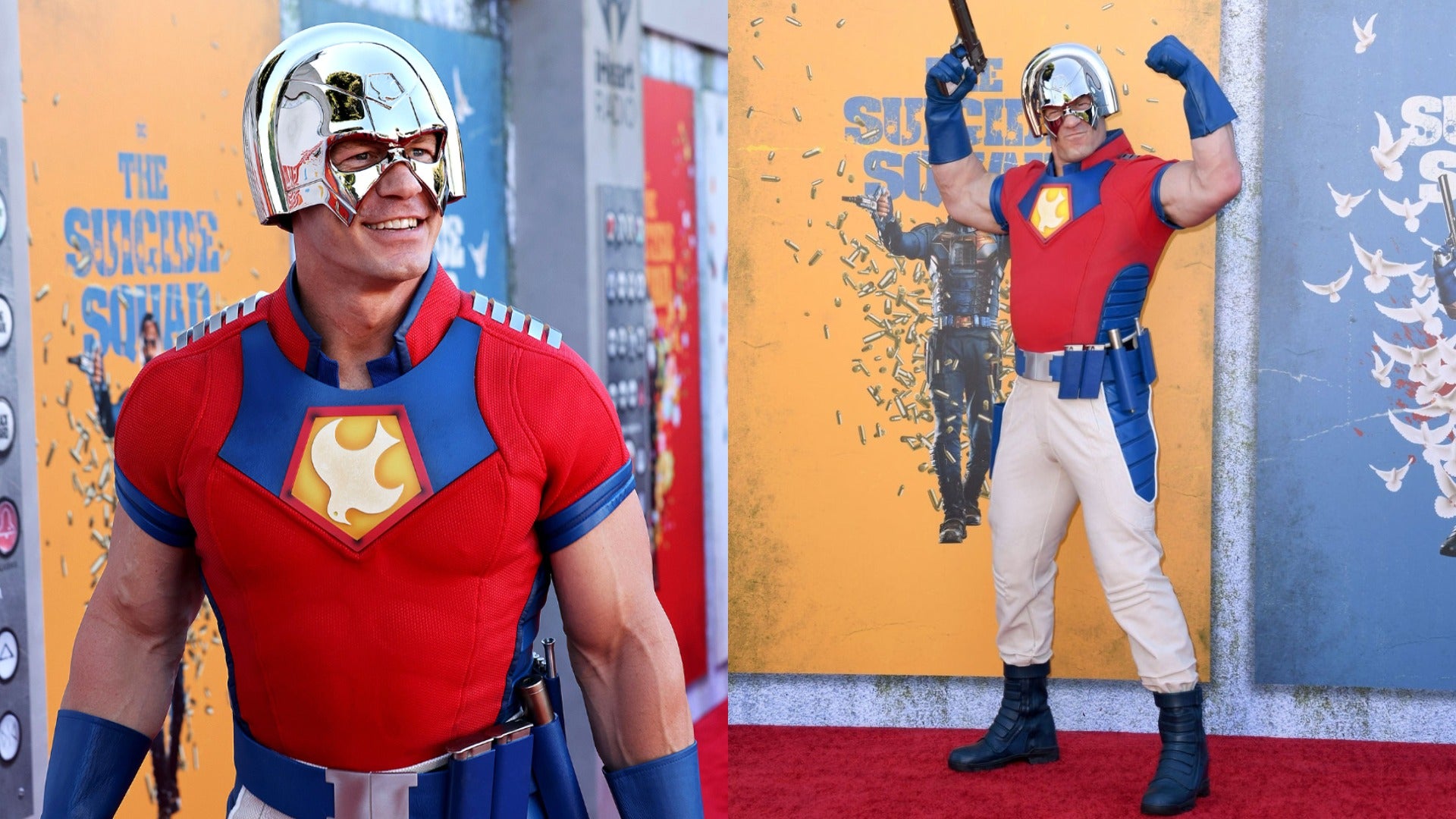 John Cena as Peacemaker at The Suicide Squad premiere